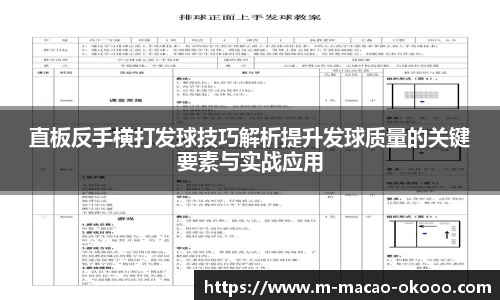 直板反手横打发球技巧解析提升发球质量的关键要素与实战应用